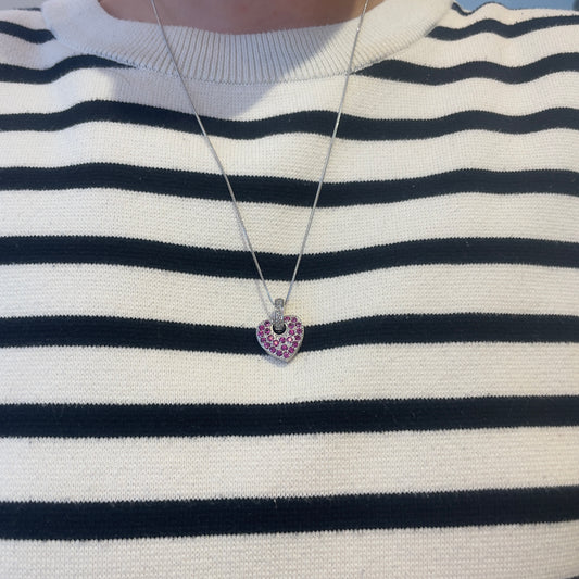 Red Topaz & Diamond Heart Necklace