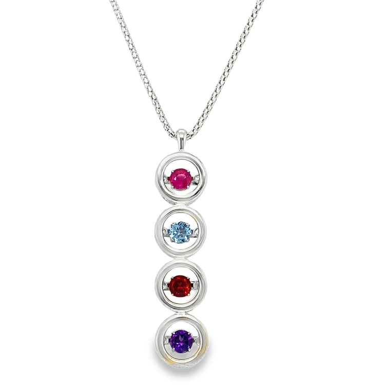 Gemstone Circles Necklace with Adjustable Chain