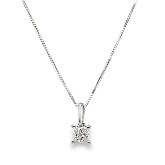 .30CT Princess Cut Diamond Solitaire Necklace