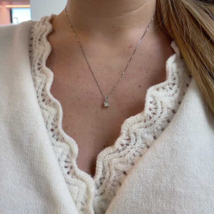 .30CT Princess Cut Diamond Solitaire Necklace