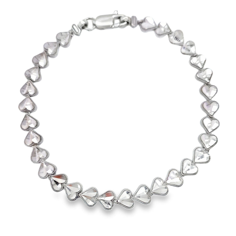 Diamond Cut Heart Bracelet