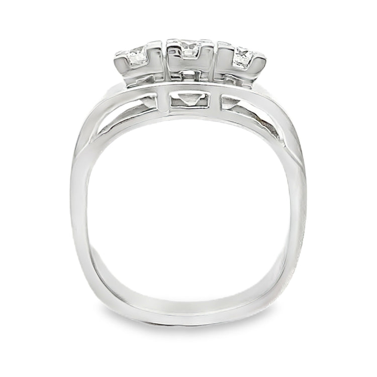 Wide Three Stone Diamond Ring