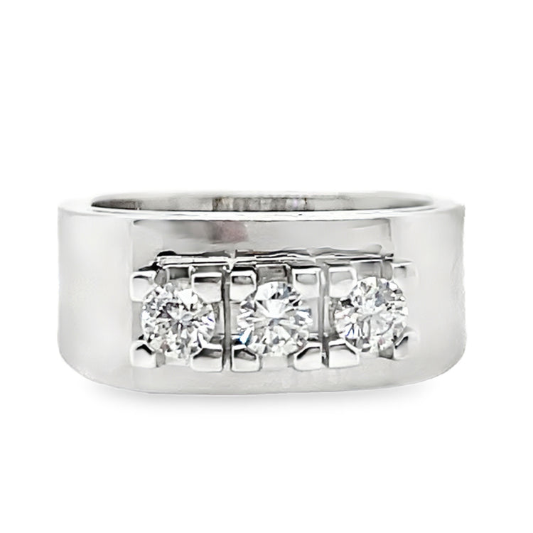 Wide Three Stone Diamond Ring