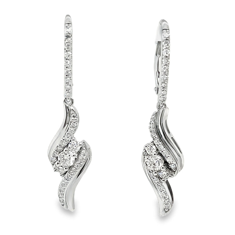 Swirl Drop Diamond Earrings