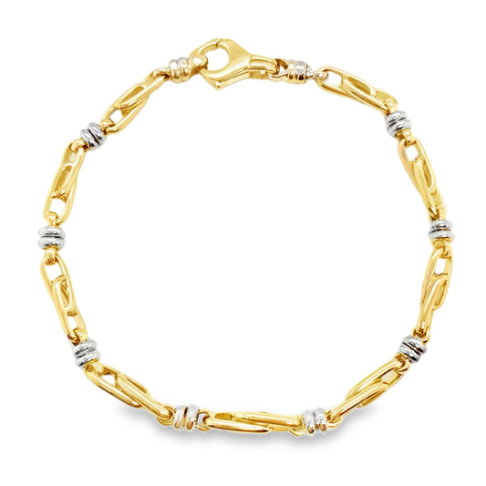 18K Gold Two Tone Fancy Link Bracelet