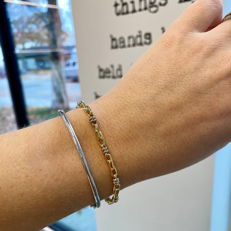 18K Gold Two Tone Fancy Link Bracelet