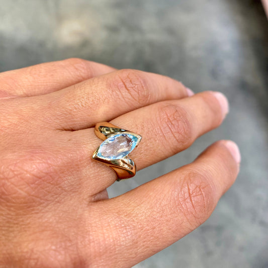 Marquise Cut Blue Topaz Ring