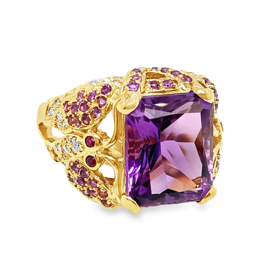 Amethyst, Ruby & Diamond Butterfly Ring