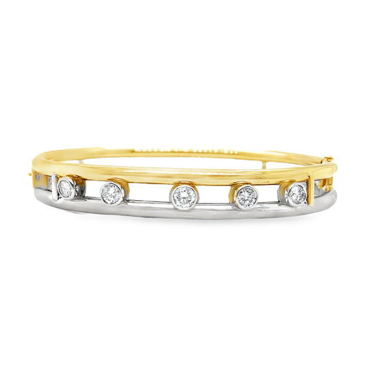 Two Tone Floating Diamond Bangle