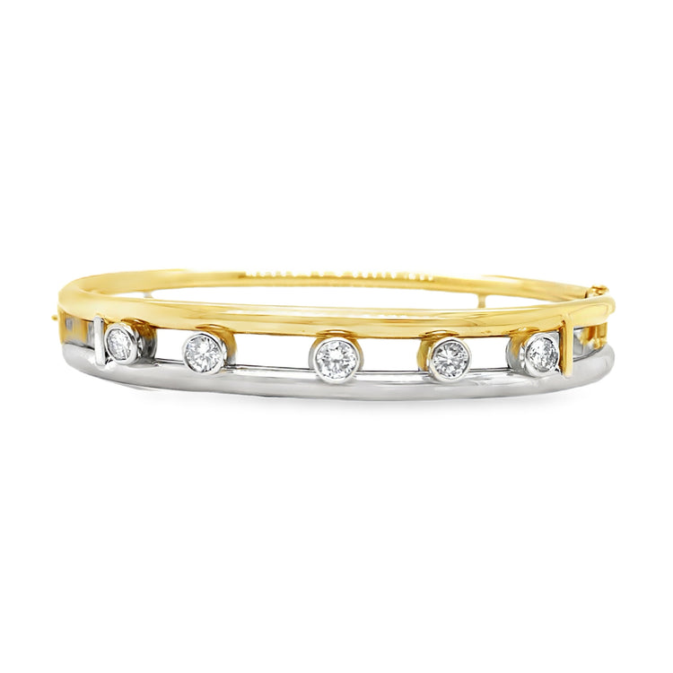 Two Tone Floating Diamond Bangle