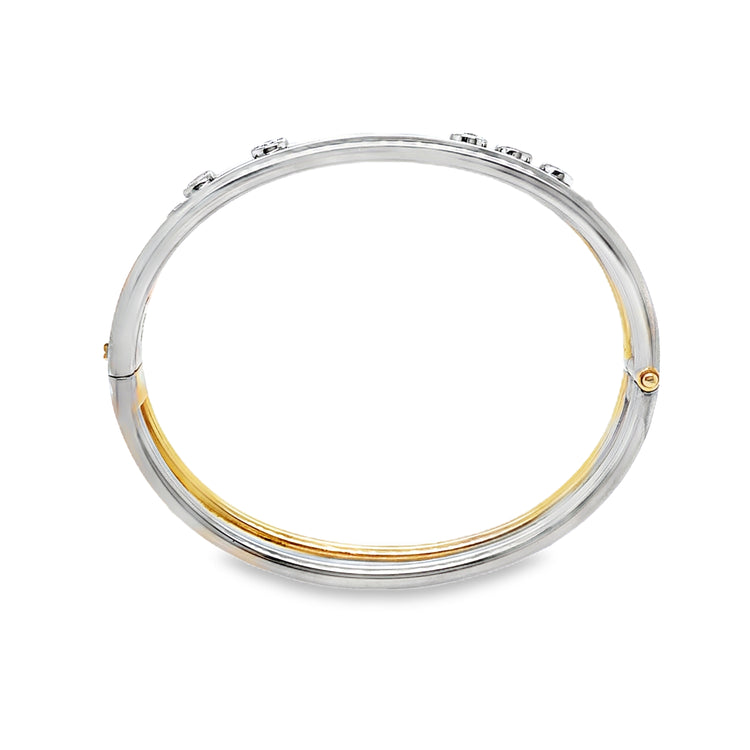 Two Tone Floating Diamond Bangle