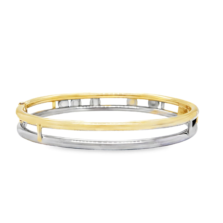 Two Tone Floating Diamond Bangle