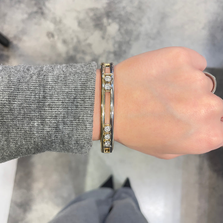 Two Tone Floating Diamond Bangle