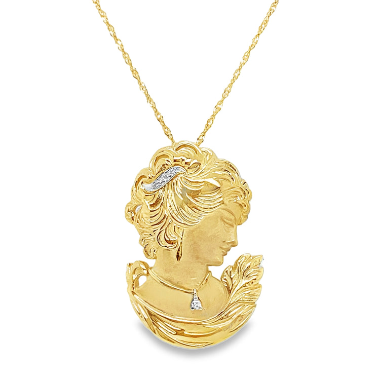Gold & Diamond Cameo Necklace