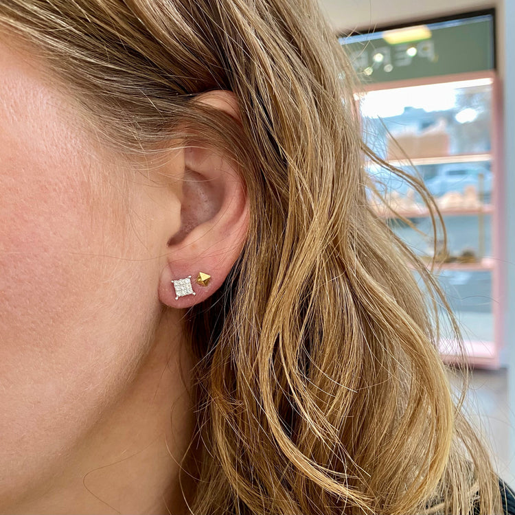 .50TCW Invisible Set Princess Cut Diamond Studs