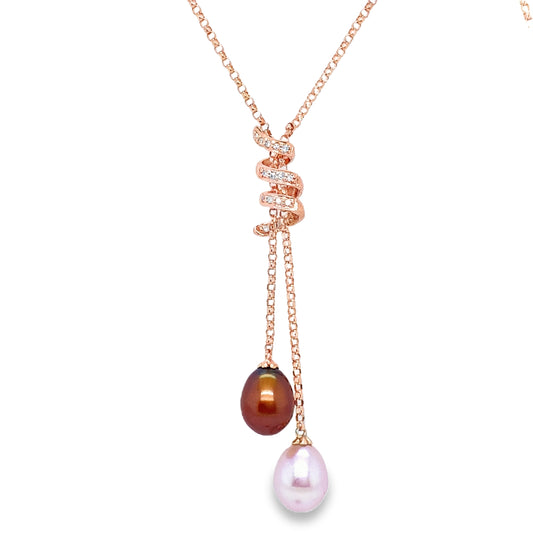 Pearl & Diamond Lariat Necklace