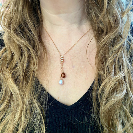 Pearl & Diamond Lariat Necklace