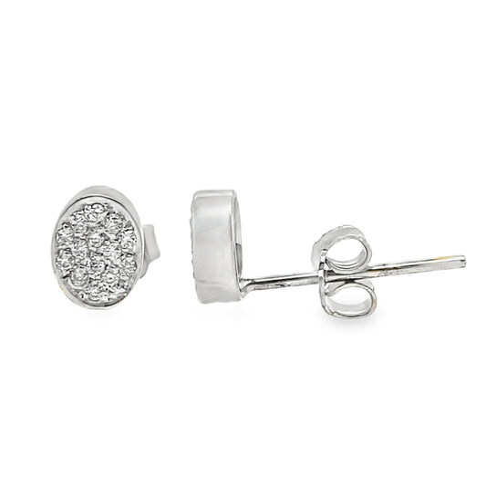 Oval Pave Stud Earrings
