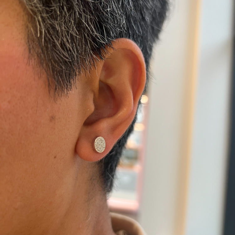 Oval Pave Stud Earrings