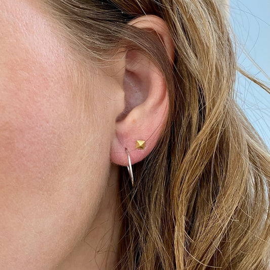 White Gold Faceted Sleeper Earrings