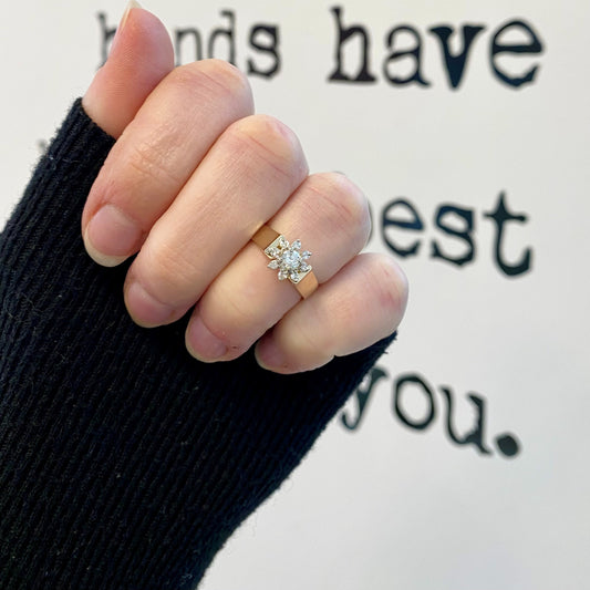 Diamond Snowflake Cluster Ring