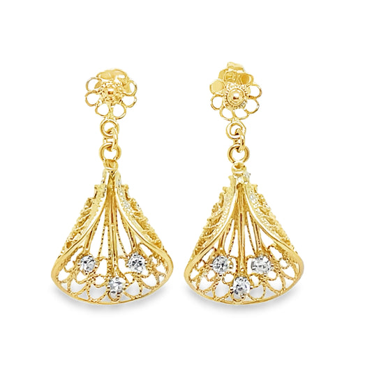 Filigree Diamond Drop Earrings