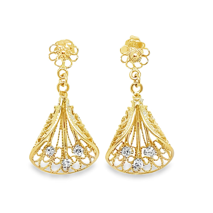 Filigree Diamond Drop Earrings