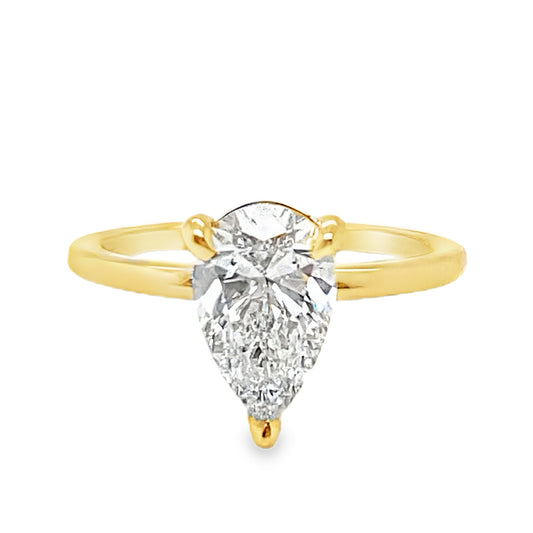 1.5CT Lab Grown Pear Solitaire Ring