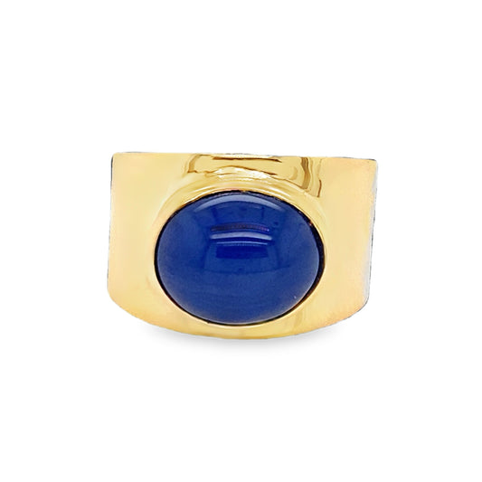 Wide Bezel Gold Star Sapphire Ring