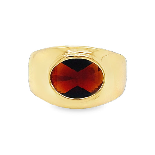Wide Faceted Garnet Ring