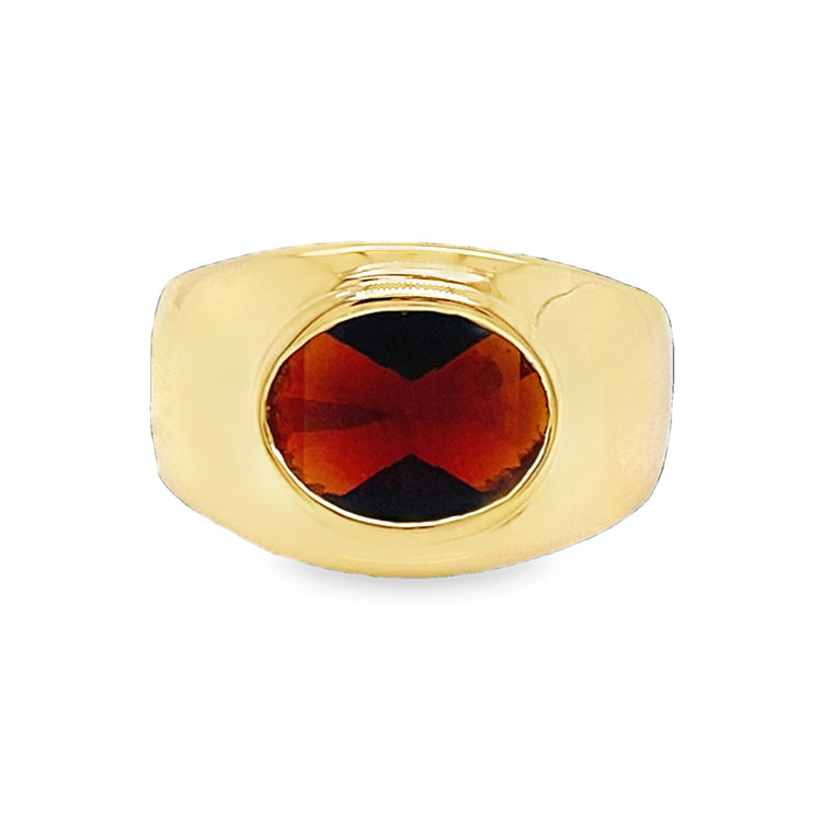 Wide Faceted Garnet Ring