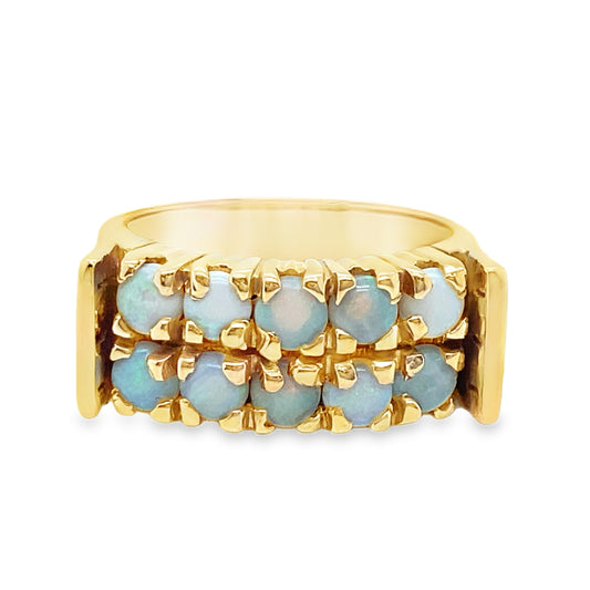 Double Row Cabochon Opal Ring