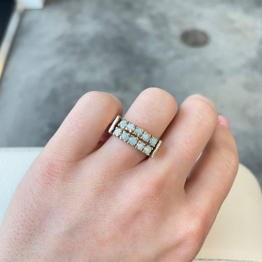 Double Row Cabochon Opal Ring