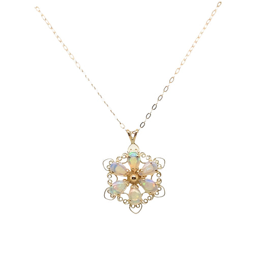 Opal Flower Necklace