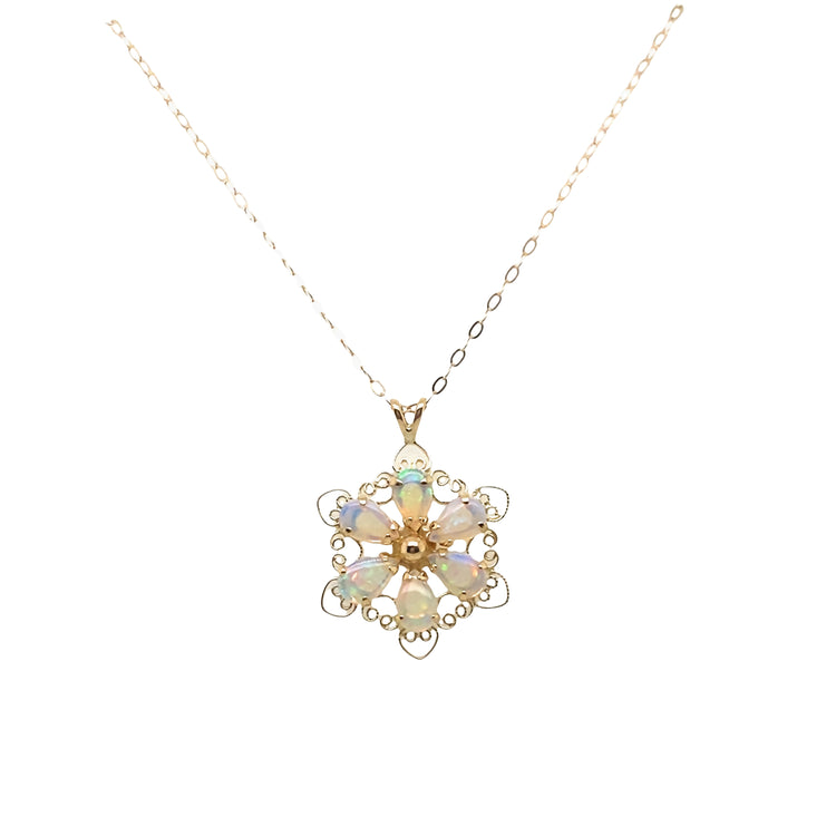 Opal Flower Necklace