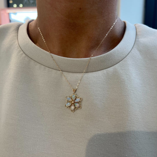 Opal Flower Necklace