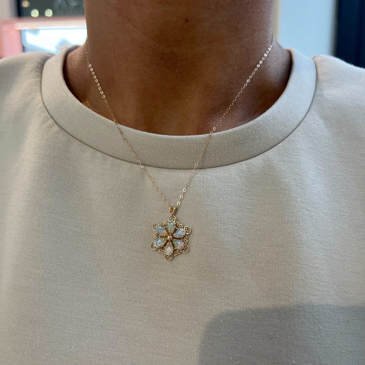 Opal Flower Necklace