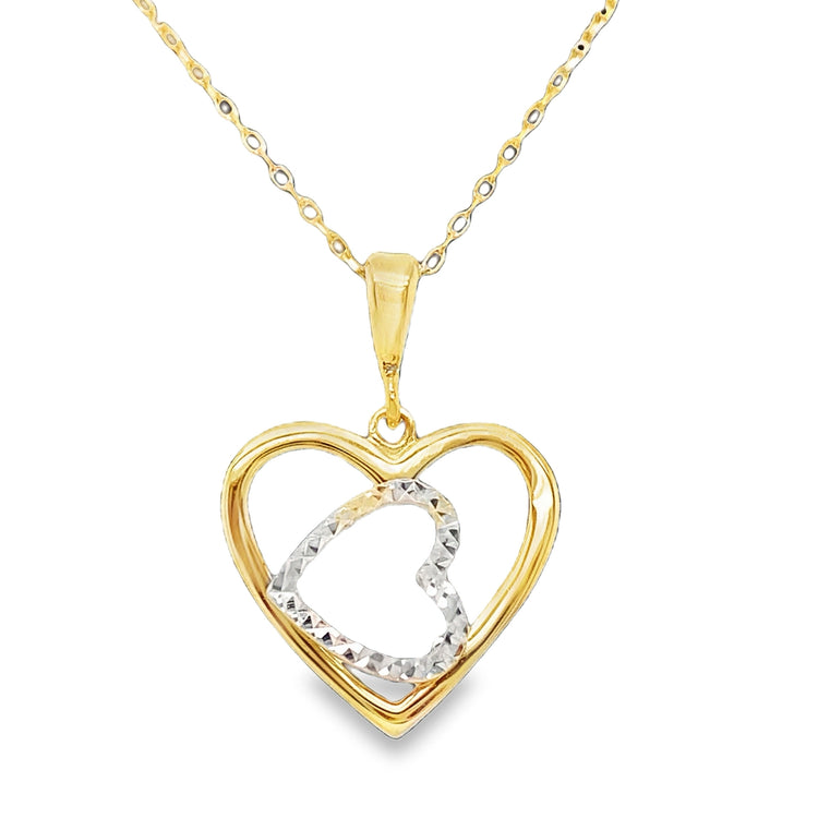 Two Tone Heart Necklace