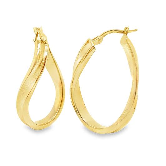 Elongated Twist Hoop Earrings