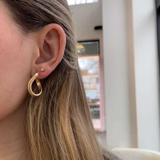 Elongated Twist Hoop Earrings