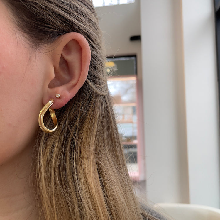 Elongated Twist Hoop Earrings