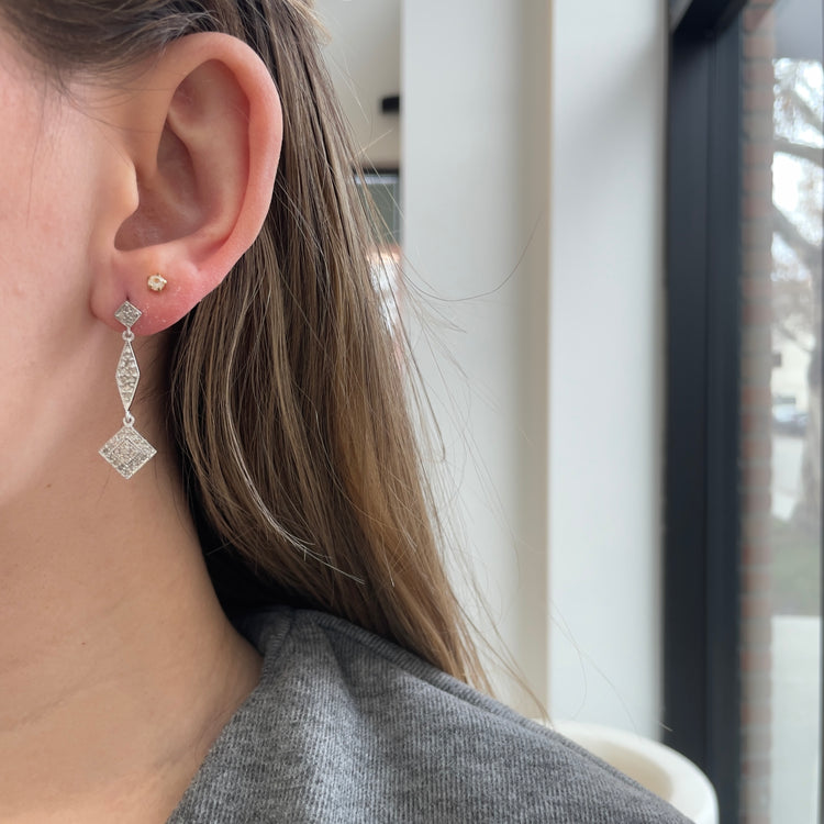 Milgrain Diamond Drop Earrings