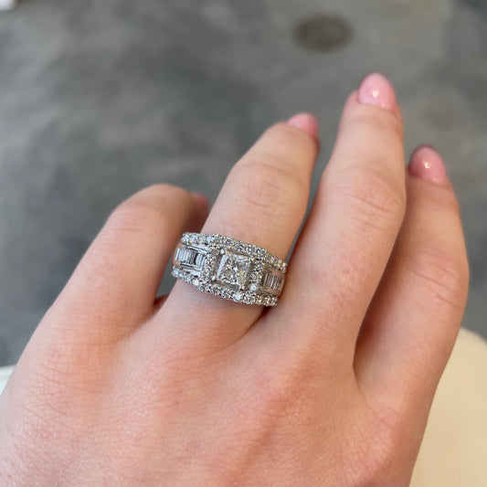 2.15TCW Wide Diamond Halo Ring