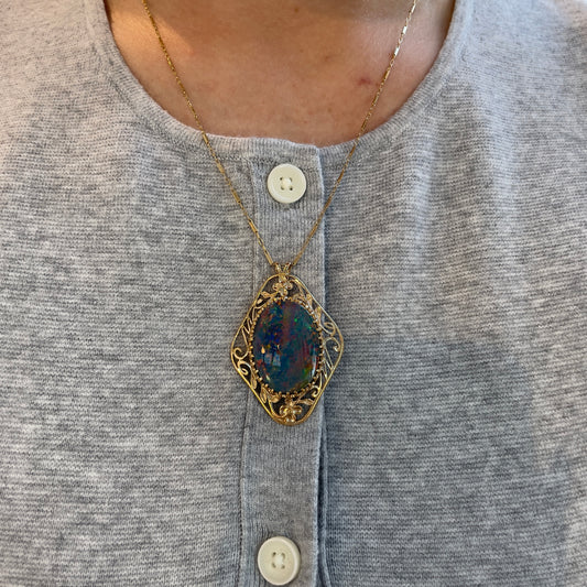 Statement Opal Flower Necklace