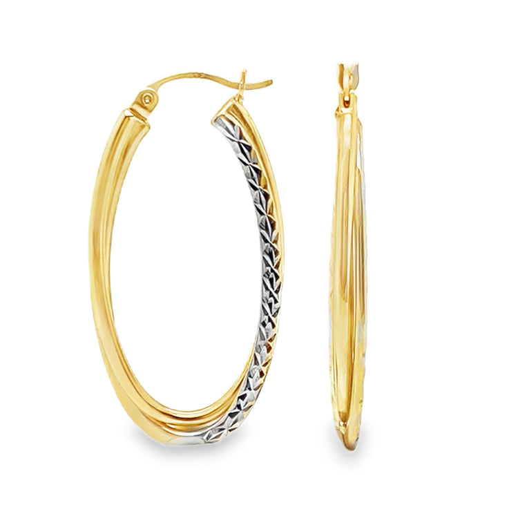 Diamond Cut Two Tone Twist Hoops