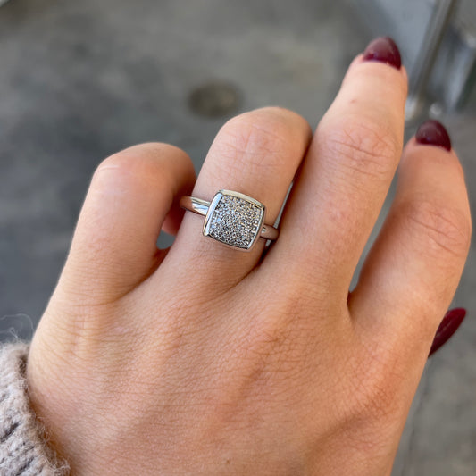 Cushion Shaped Pave Diamond Ring
