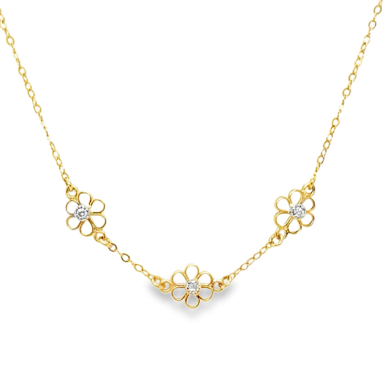 Diamond Flower Station Necklace