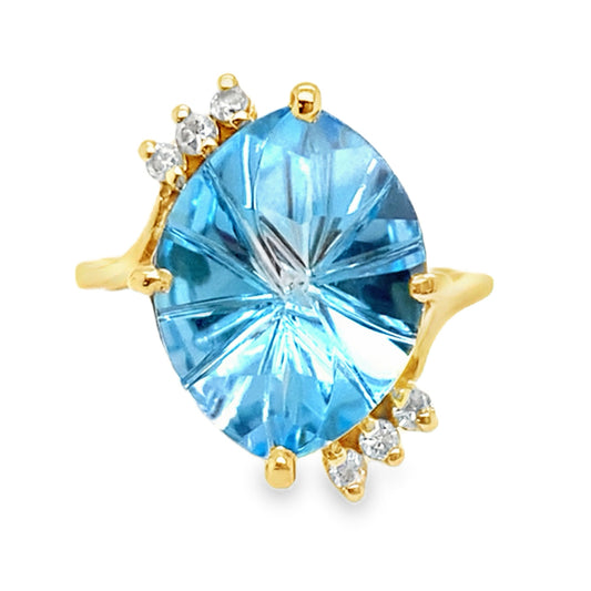 Fancy Cut Swiss Blue Topaz Ring