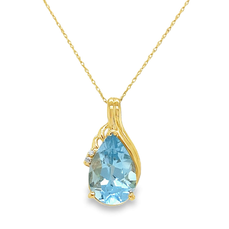 Pear Cut Topaz & Diamond Necklace