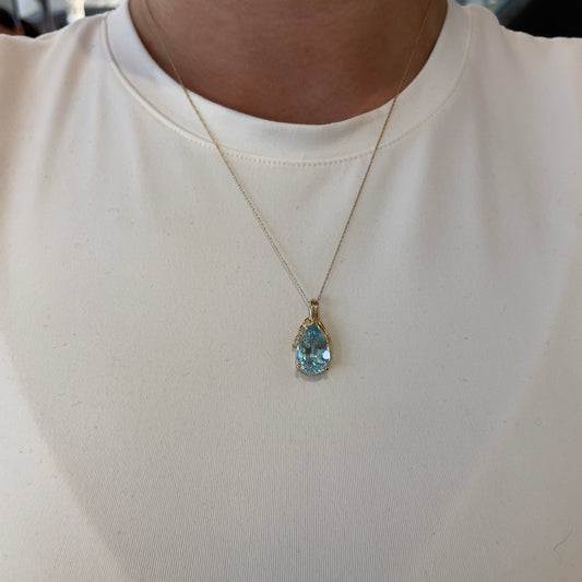 Pear Cut Topaz & Diamond Necklace